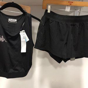 NWT KAPPA 2pc KOMBAT bikini SET top and bottoms shorts swimwear black RARE